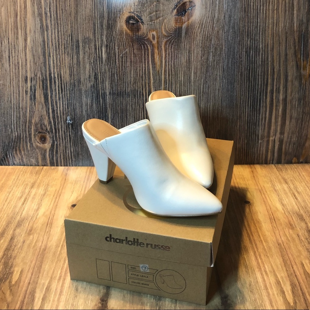 Charlotte Russe Slip on White Heels - Picture 1 of 5